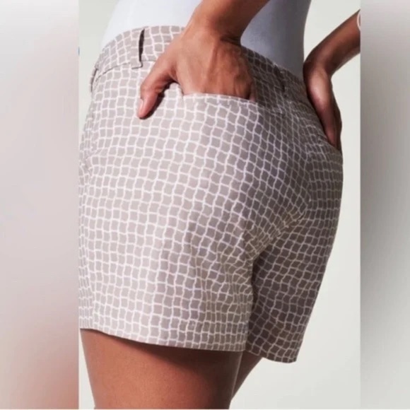 Spanx Sunshine Shorts in Bespoke Check Fawn Size Small Nylon Blend Pull-on - Picture 2 of 7